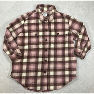 Shacket Jacket Wool Blend Plaid Pink Gorpcore Hiking Camping Outdoors Womens XL